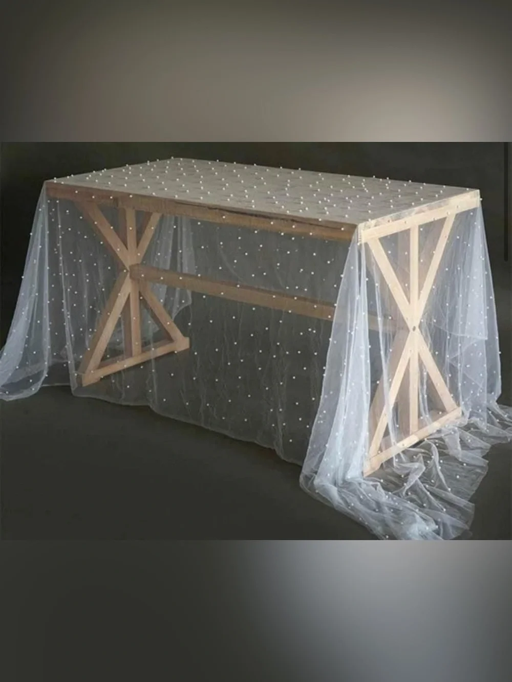 Sheer Pearl Dot Table Overlay or Table Runner- White